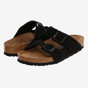 Size 38 Birkenstocks black suede